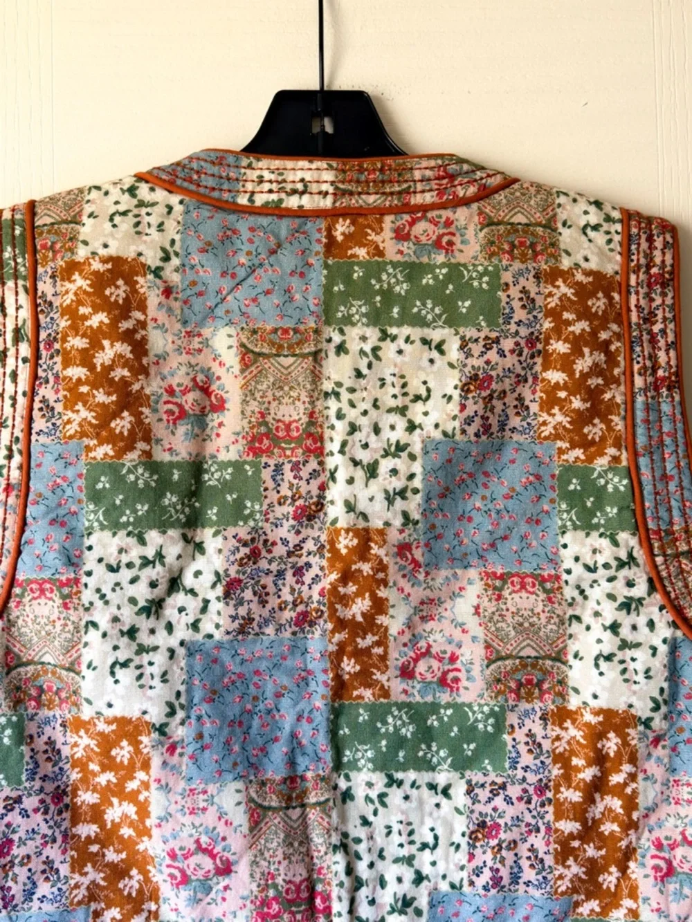 Sezane Tadeo Quilted Vest Patchwork Floral‎ Multicolor 38 NWT